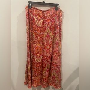 Talbots 100% Silk Paisley Long Maxi Skirt